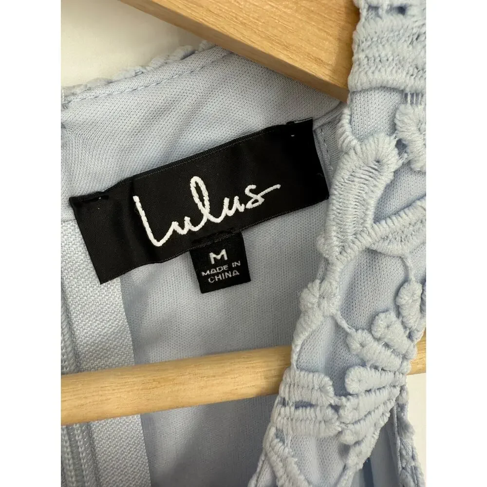 Lulus Love Poem Lace Mini Dress in Light Blue Size MEDIUM M 35" Long, 2770 - Picture 4 of 7